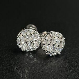 ✨ 2.00 CTW Moissanite Baguette Cluster Stud Earrings – S925 Sterling Silver ✨